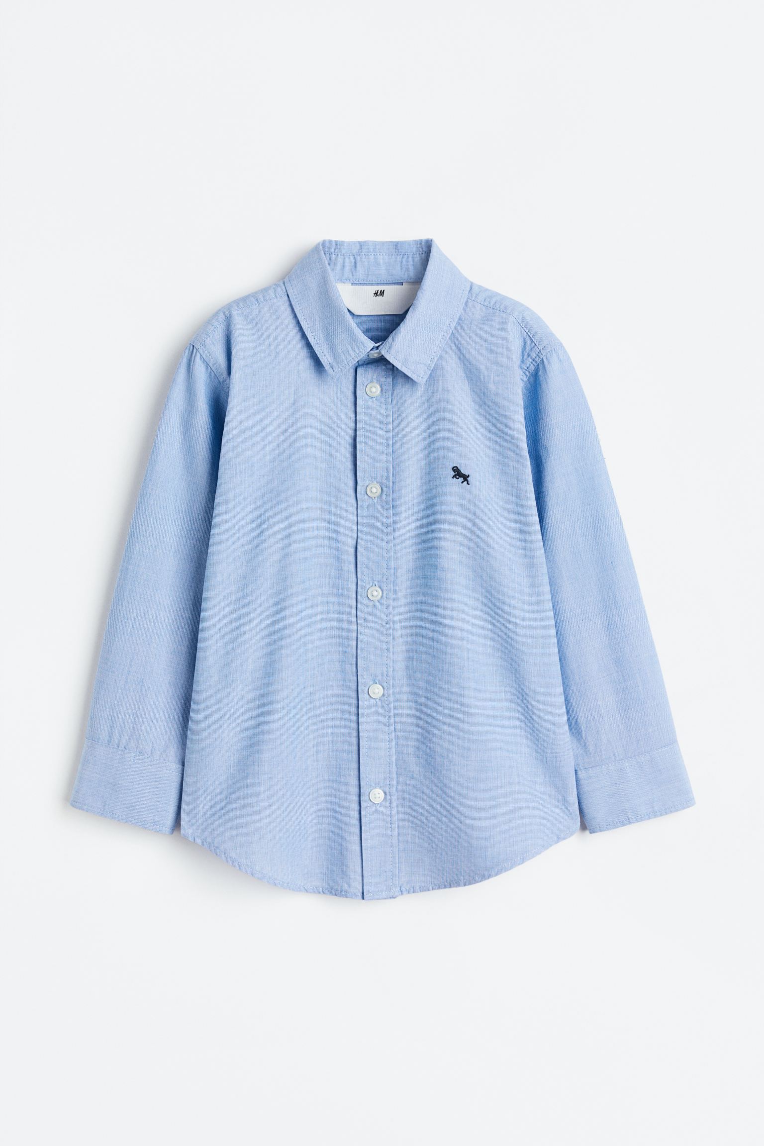 Хлопчатобумажная рубашка H&M, светло-синий габардиновая рубашка рубашка h