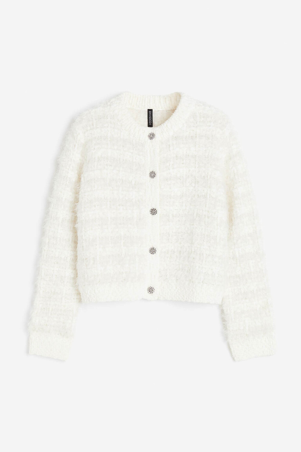 

Кардиган H&M Rhinestone-button Fluffy-knit, белый