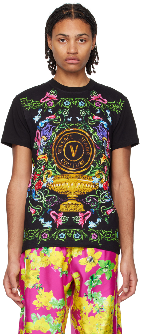 

Черная футболка с логотипом V-Emblem Garden Versace Jeans Couture, Черный