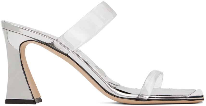 

Серебряные туфли без задника Plexi Flaminia на каблуке Giuseppe Zanotti
