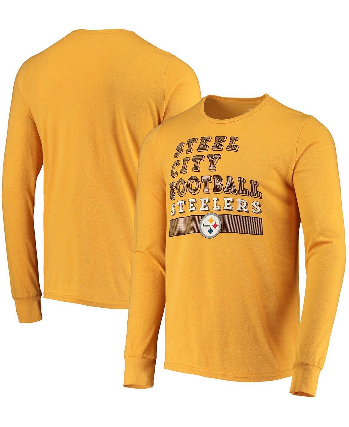 

Мужская золотистая футболка с длинным рукавом с логотипом pittsburgh steelers primary tri-blend Fanatics, мульти
