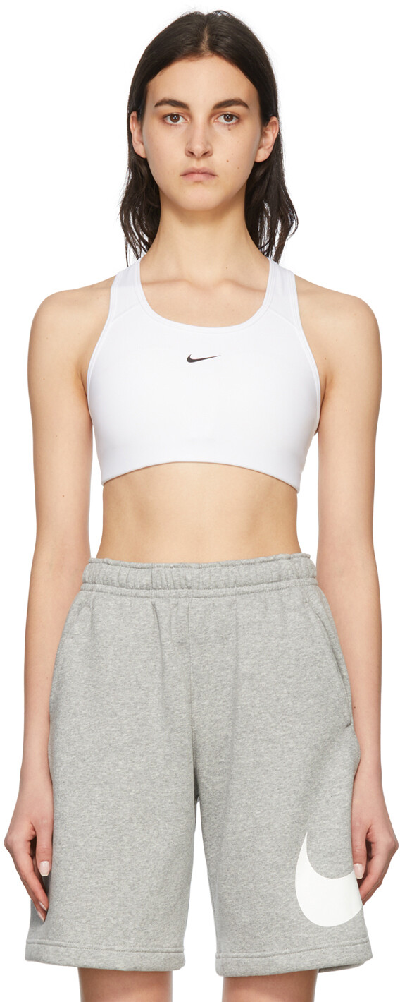 

Белый спортивный бюстгальтер с логотипом Swoosh Nike