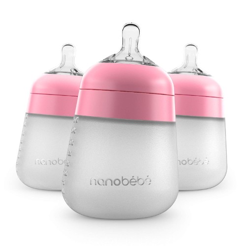 Бутылочки для кормления 3 шт. по 260 мл Nanobebe Anti-Colic, розовый