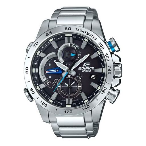 Часы CASIO EDIFICE Waterproof Sports Stainless Steel Strap Black Watch Dial Mens Black Analog, черный