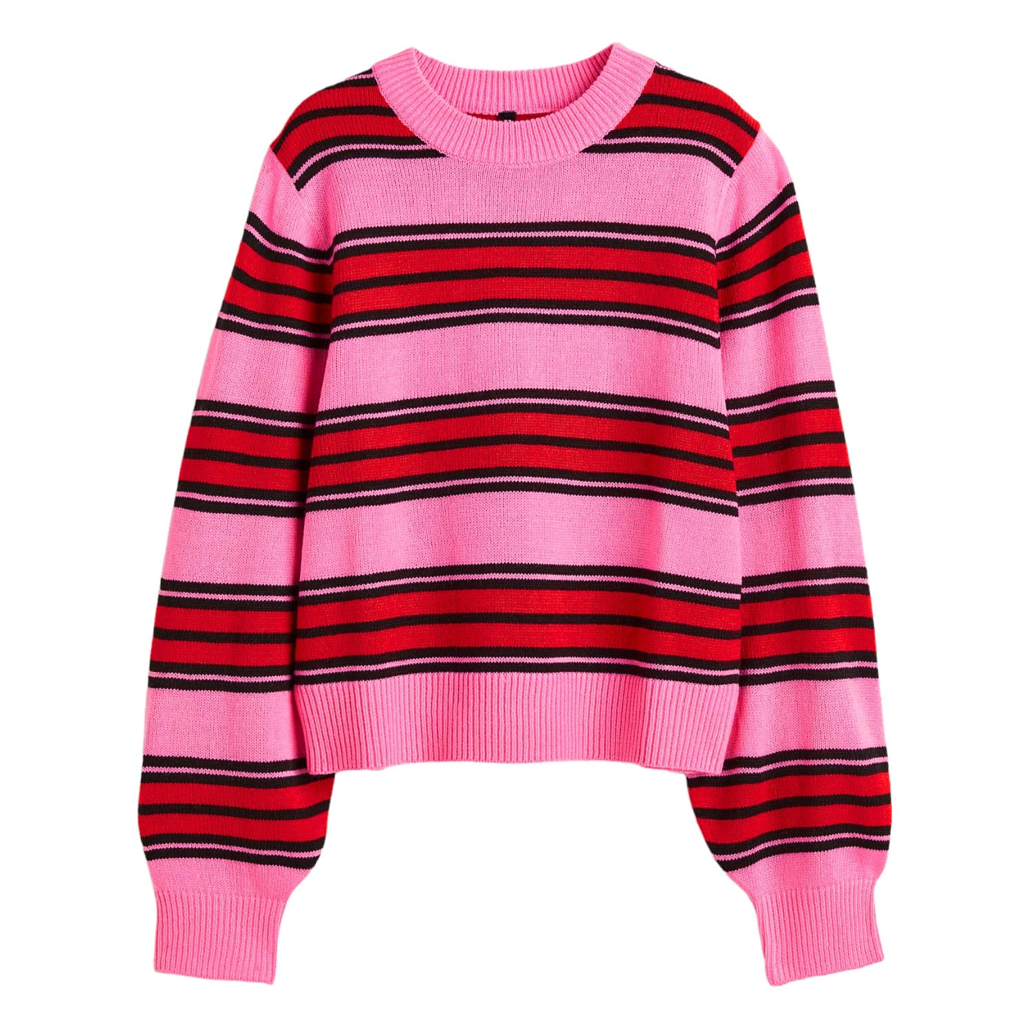 Джемпер H&M Striped Jacquard-knit, вишневый свитер h