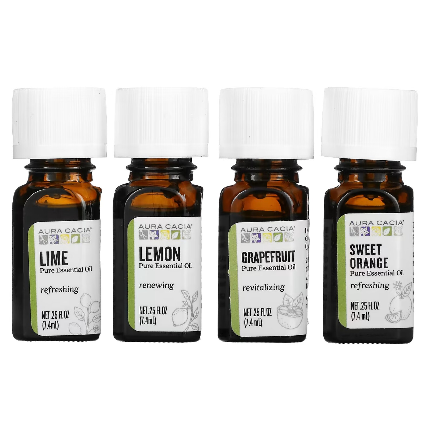 

Набор для поднятия настроения Aura Cacia с чистыми эфирными маслами, 4 бутылки