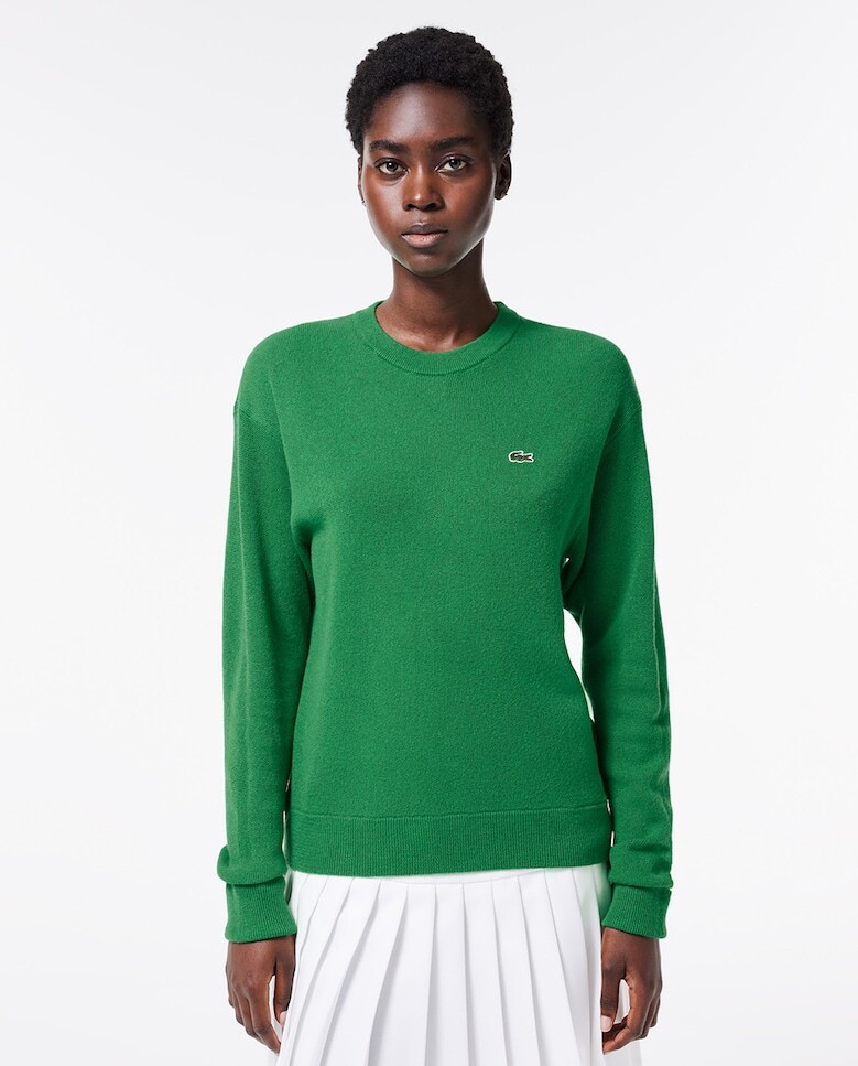 

Женский шерстяной свитер с круглым вырезом Lacoste, зеленый