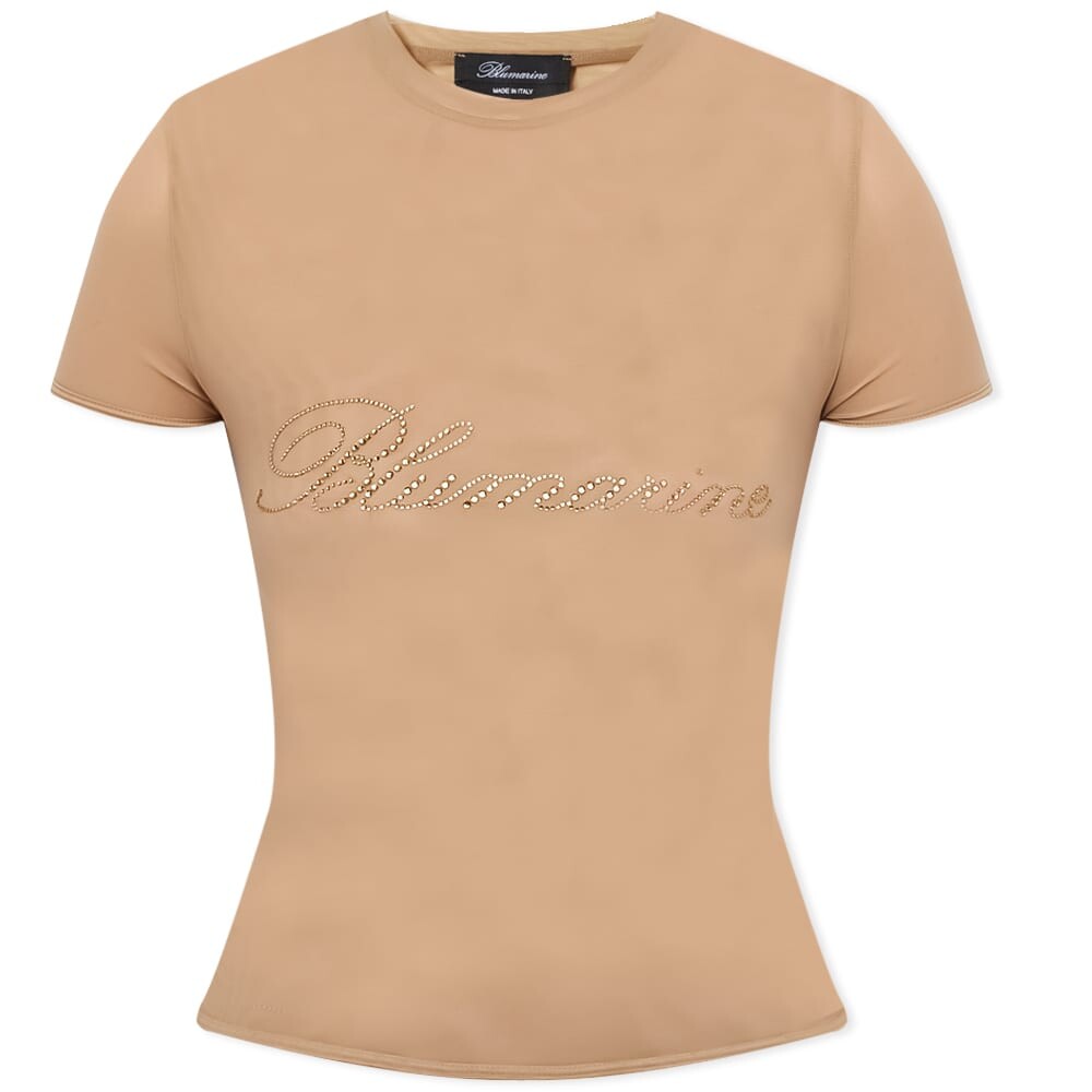 

Футболка Blumarine Tulle Crystal Logo Tee, Коричневый