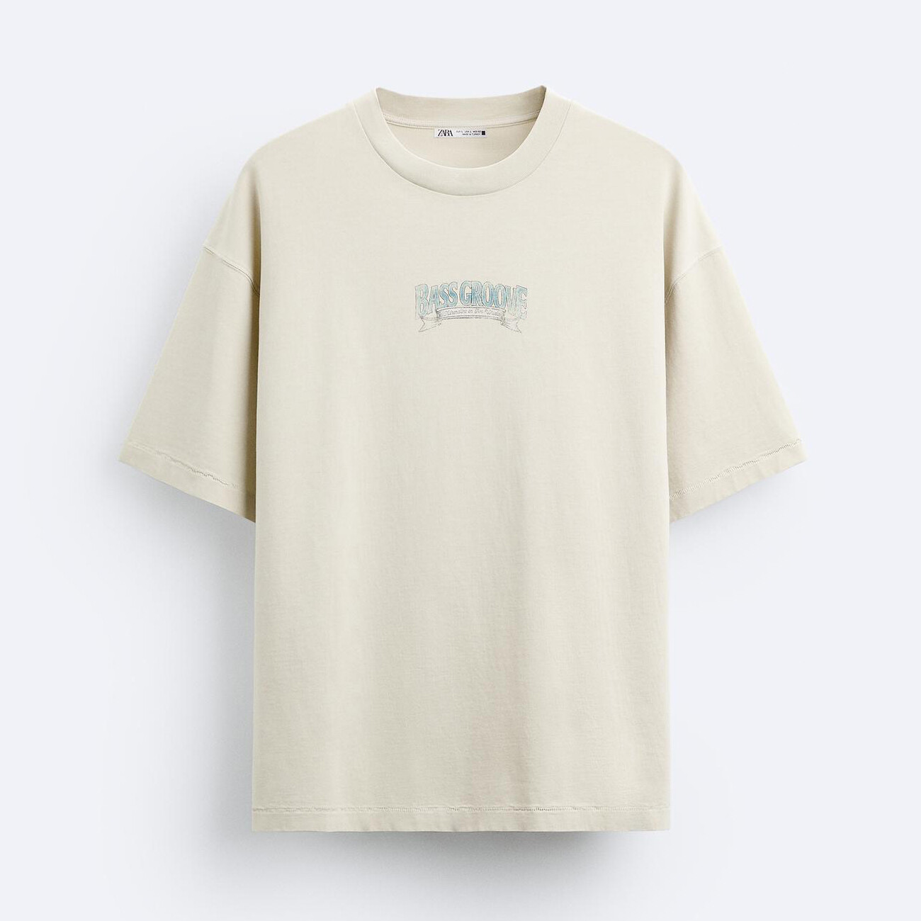 

Футболка Zara Faded With Slogan, серовато-бежевый