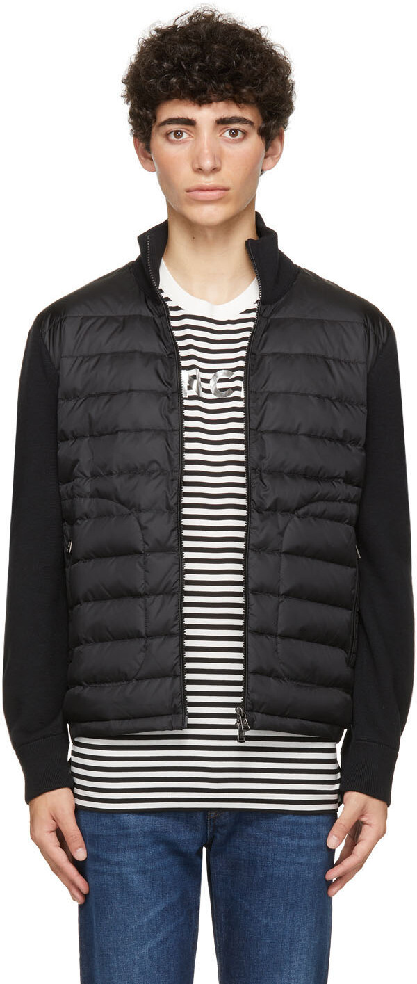 

Черная пуховая куртка на молнии Moncler