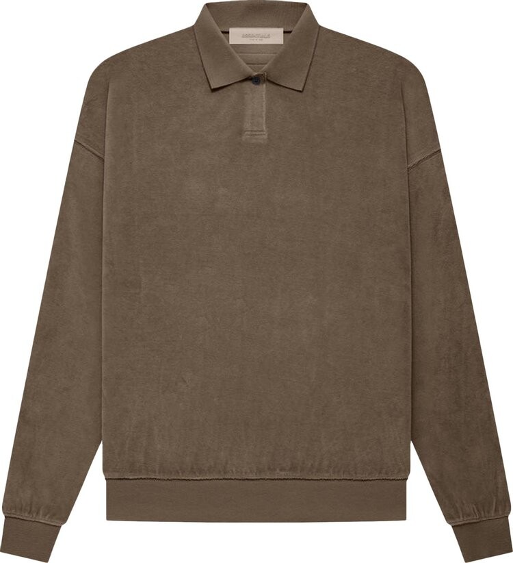 

Лонгслив Fear of God Essentials Velour Long-Sleeve Polo 'Wood', коричневый
