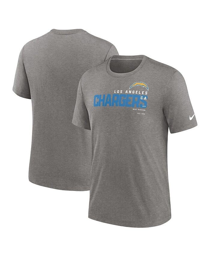 

Мужская футболка цвета Heather Charcoal Los Angeles Chargers Team Tri-Blend Nike, черный