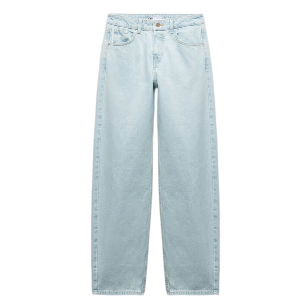 

Джинсы женские средней посадки Zara Barrel-fit, светло-голубой