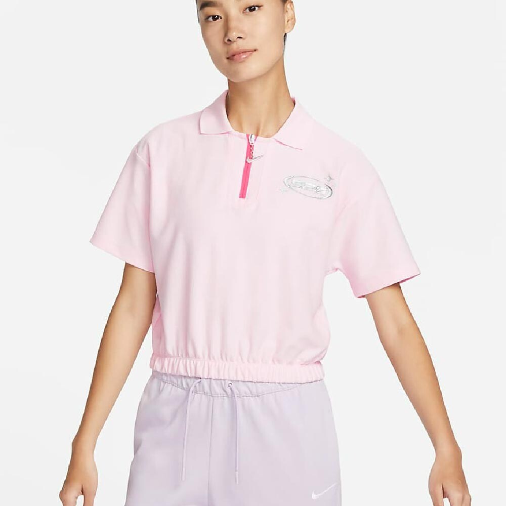

Топ Nike Air Piqué Lapel Women's, розовый/серебристый