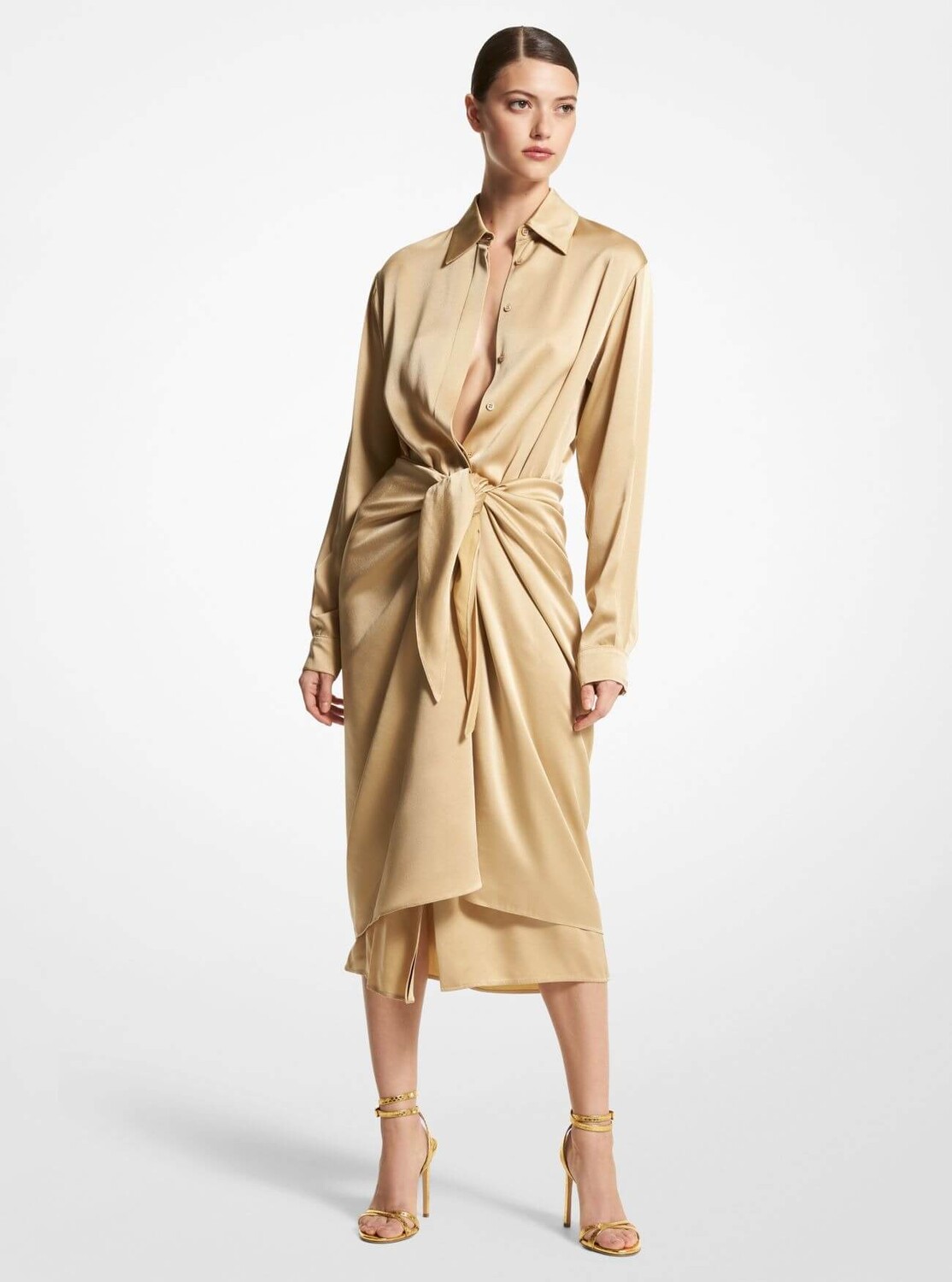 

Платье-рубашка Michael Kors Charmeuse Sarong, светло-коричневый