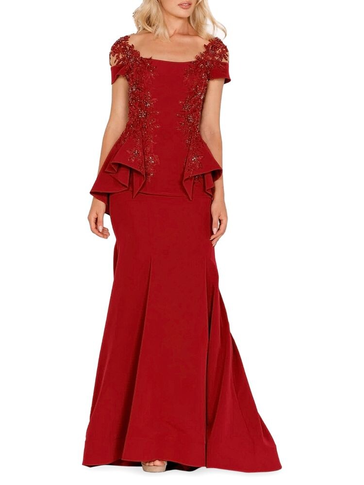 

Украшенное платье с короткими рукавами Terani Couture, цвет Wine
