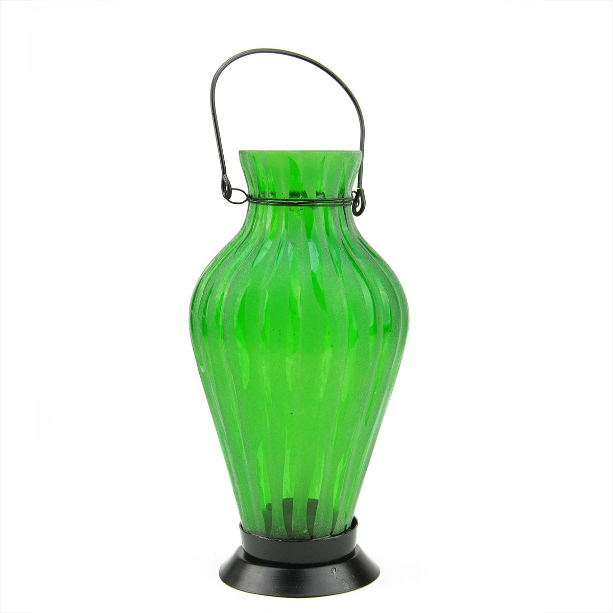9,5-дюймовая матовая зеленая ребристая ваза, стеклянная бутылка, чай, свеча, фонарь, украшение