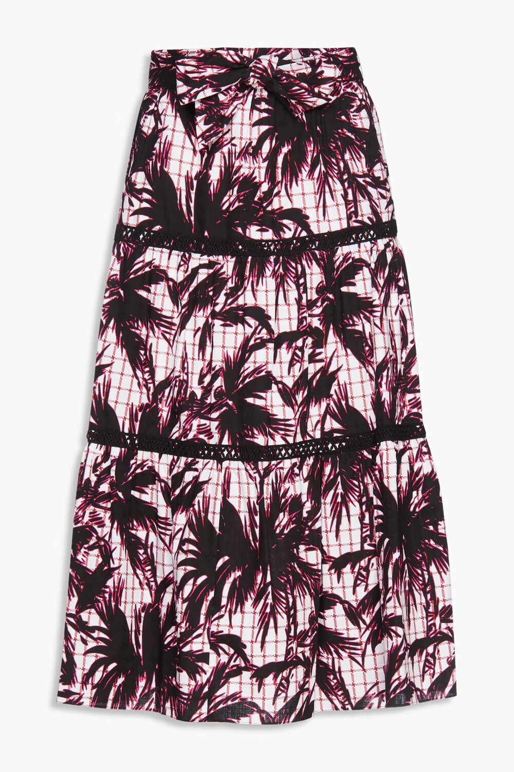 

Ярусная хлопковая юбка миди Lucia с отделкой крючком Diane Von Furstenberg, черный
