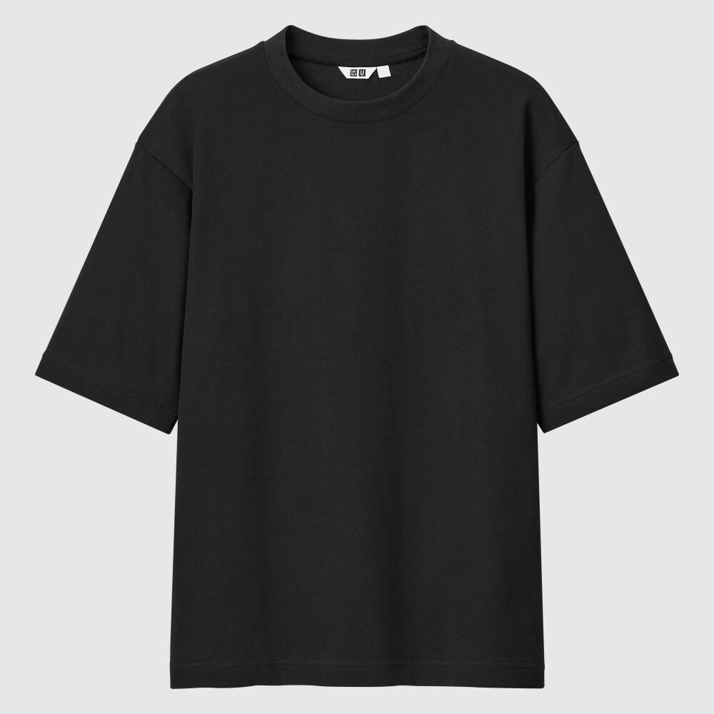 Футболка Uniqlo Cotton Oversized, черный джемпер uniqlo cotton черный