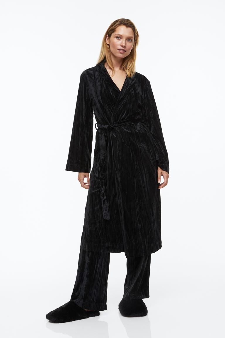

Велюровый халат H&M, черный