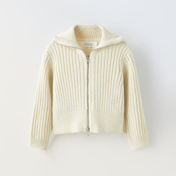 

Кардиган ZARA Zip-up Knit, бежевый