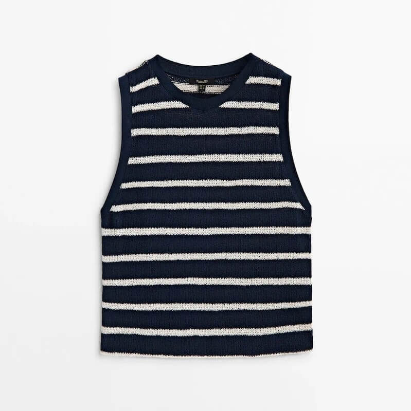 

Топ Massimo Dutti Textured, темно-синий