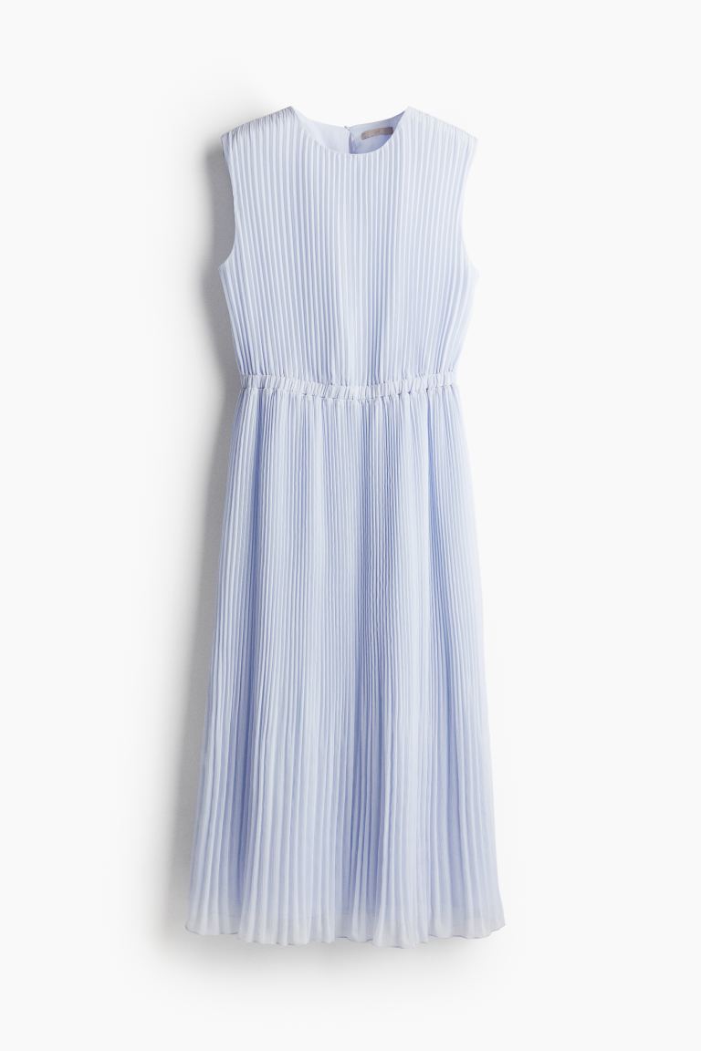 Плиссированное платье без рукавов H&M, синий юбка размер м