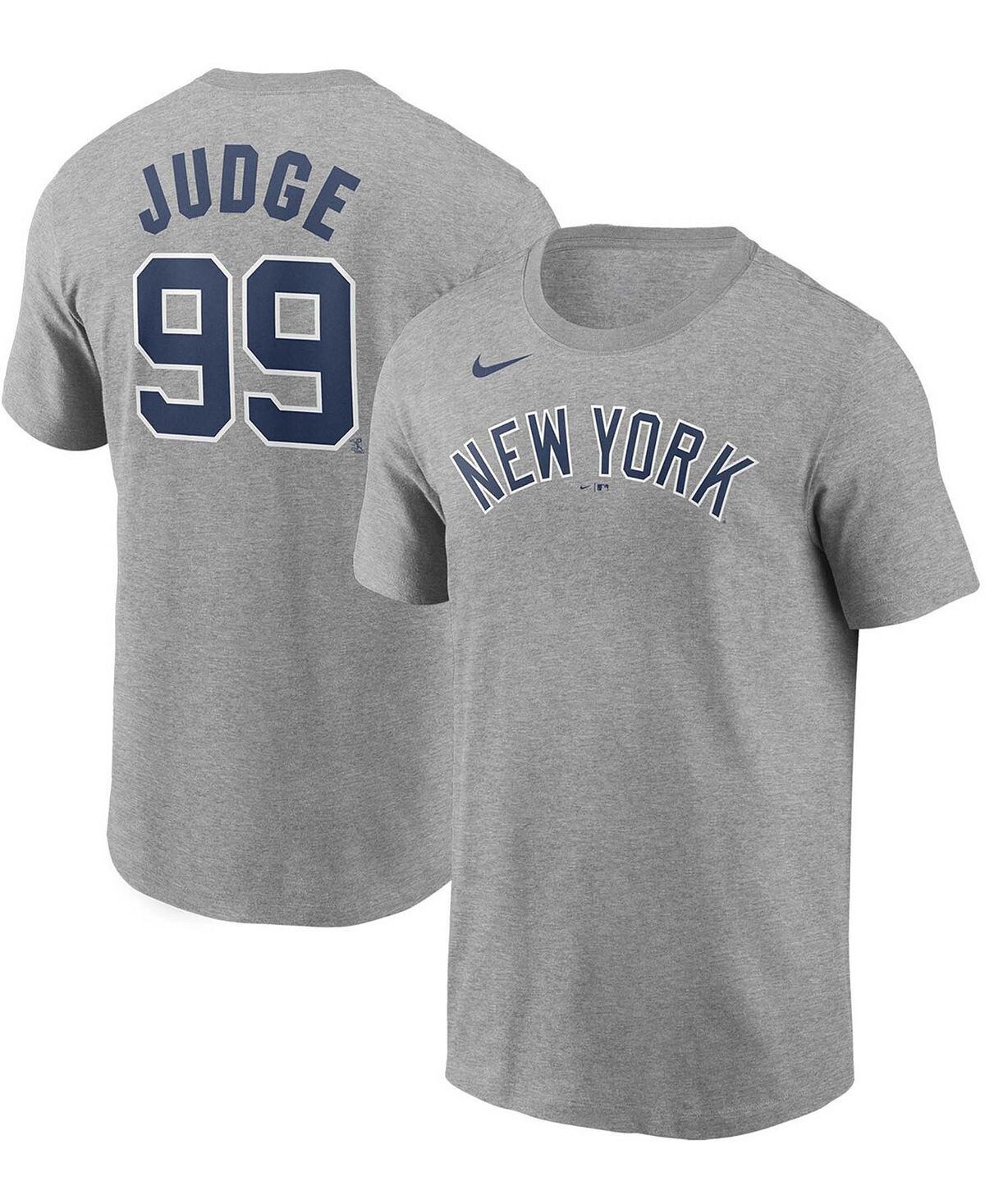 

Мужская футболка aaron judge grey new york yankees с именем и номером Nike, серый
