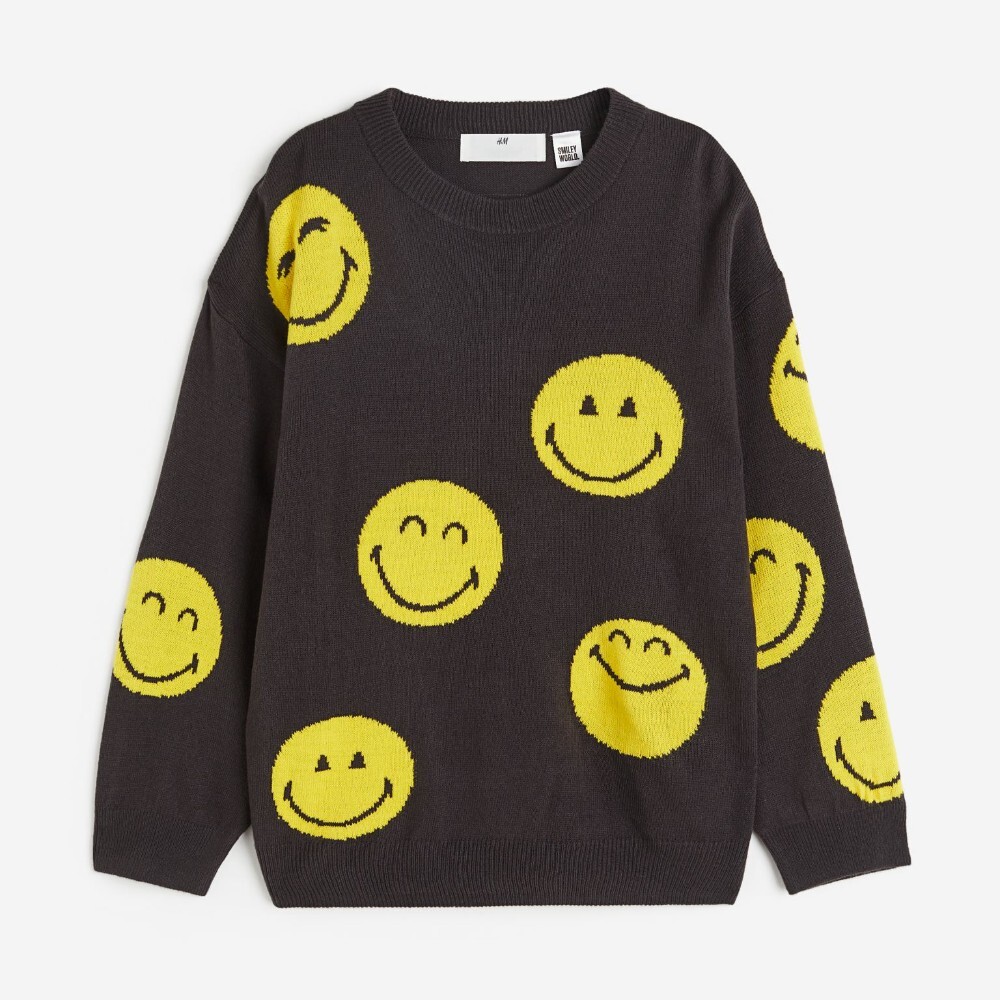 

Свитер H&M Kids Jacquard-knit SmileyWorld, темно-серый