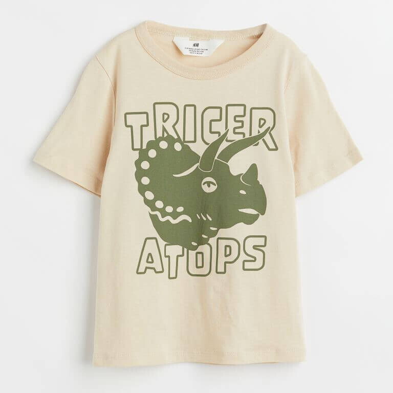 

Футболка с принтом H&M Triceratops, бежевый