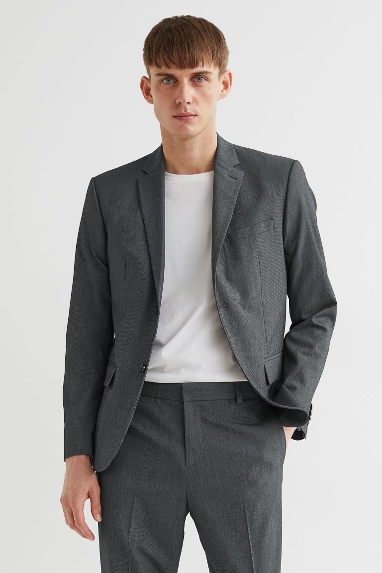 

Блейзер облегающего кроя H&M, темно-серый