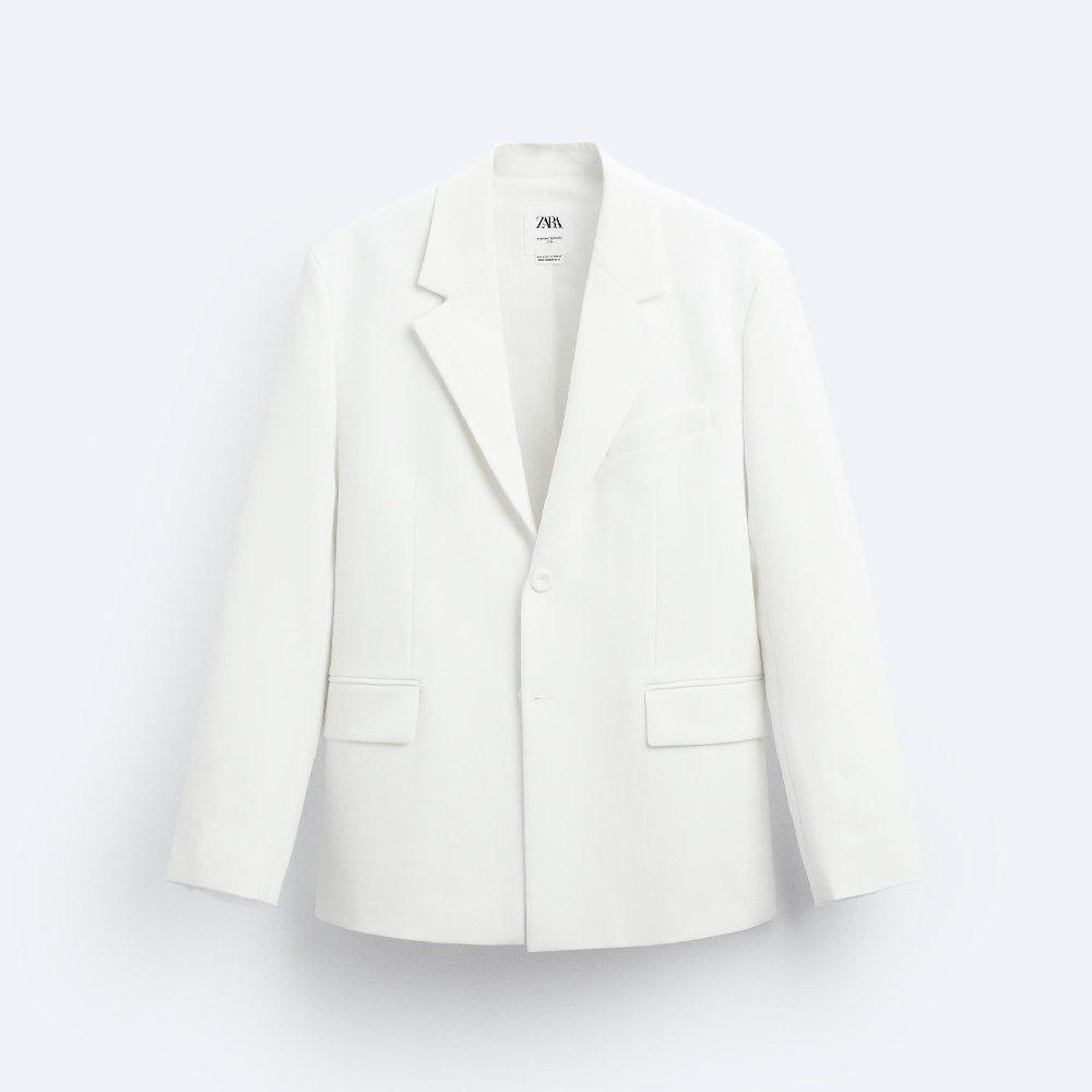 Пиджак Zara Straight Fit, белый пиджак zara размер xs белый