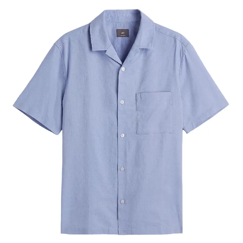 

Рубашка H&M Regular Fit Linen Blend, голубой