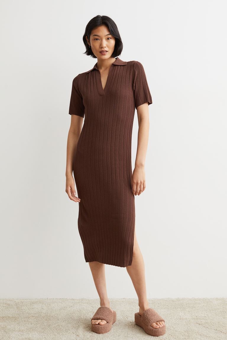 

Платье в рубчик H&M, коричневый