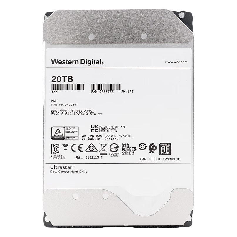 Внутренний жесткий диск Western Digital Ultrastar DC HC560, WUH722020BL5204, 20Тб внутренний жесткий диск western digital ultrastar dc ha210 hus722t2tala604 2тб