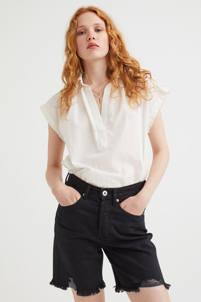 

Блузка с V-образным вырезом H&M, сливочный