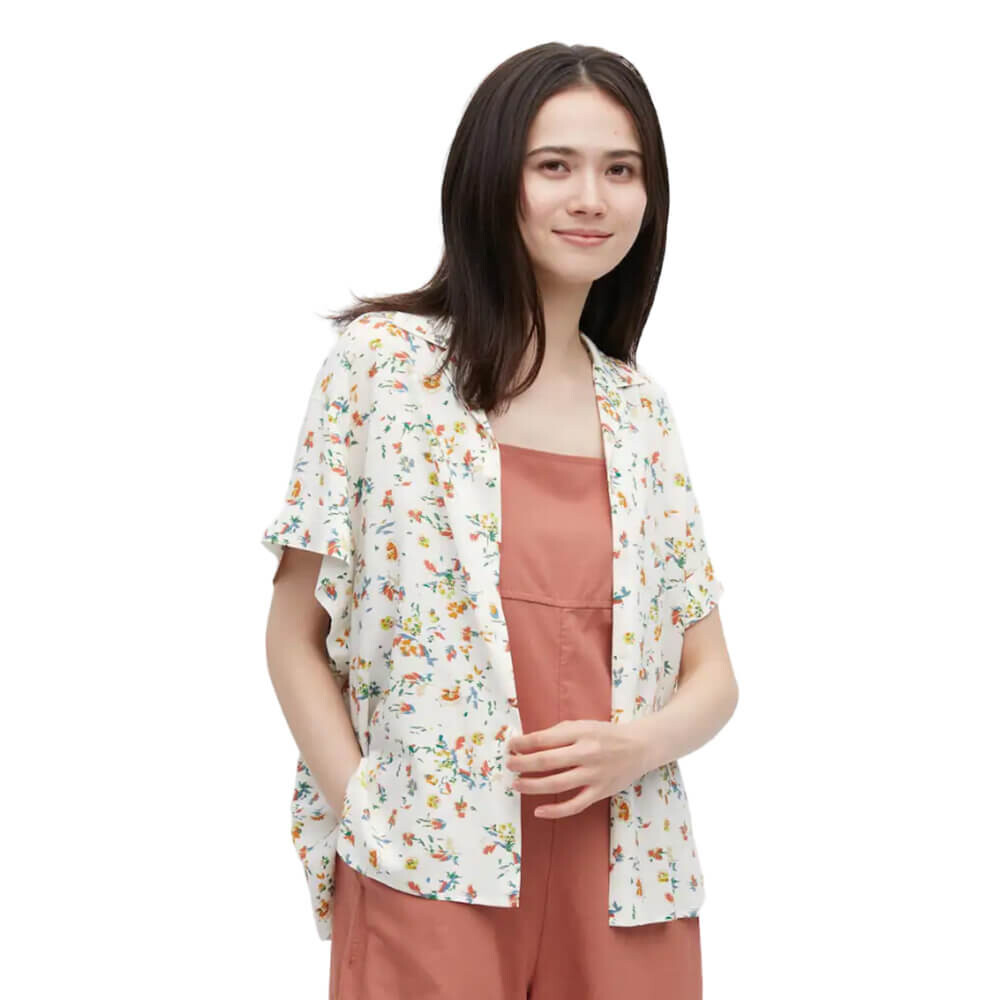 

Рубашка Uniqlo Printed Short Sleeved, белый