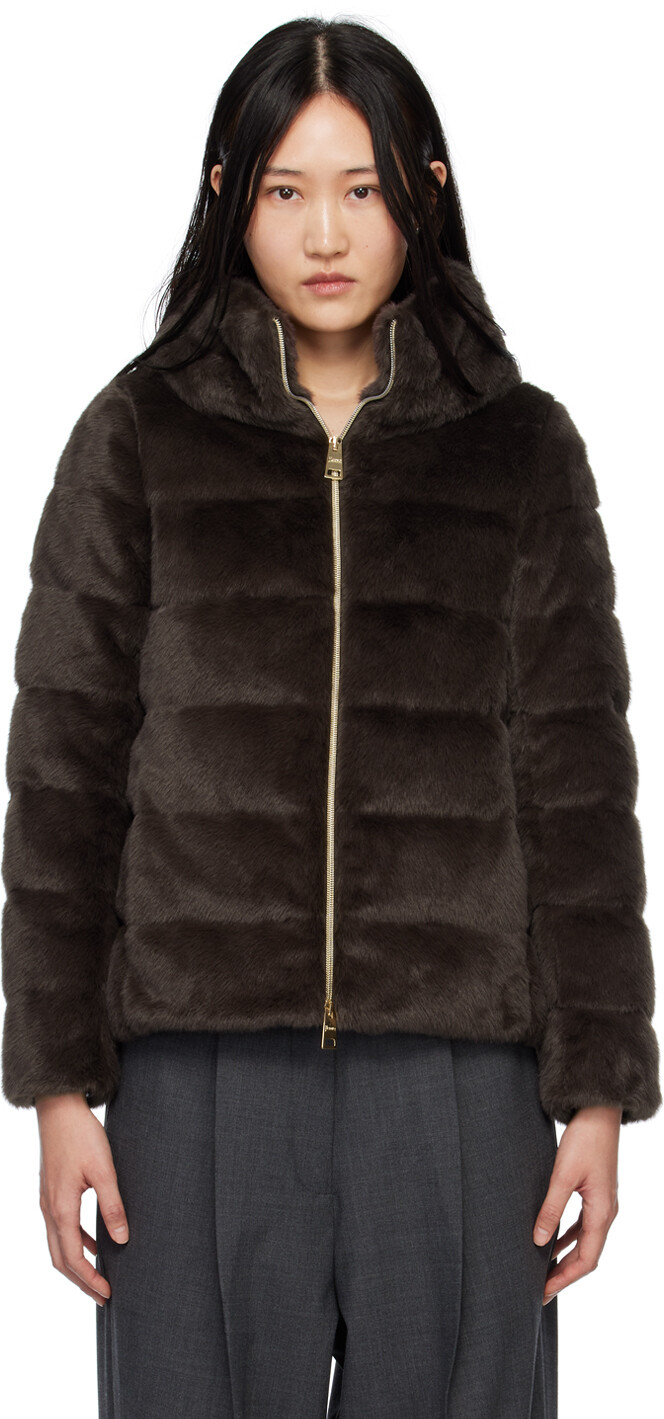 

Коричневый пуховик Lady Cape из искусственного меха Herno