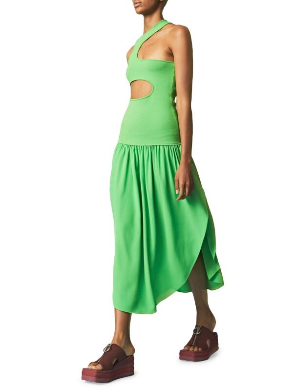

Платье миди с асимметричными вырезами Stella McCartney Green