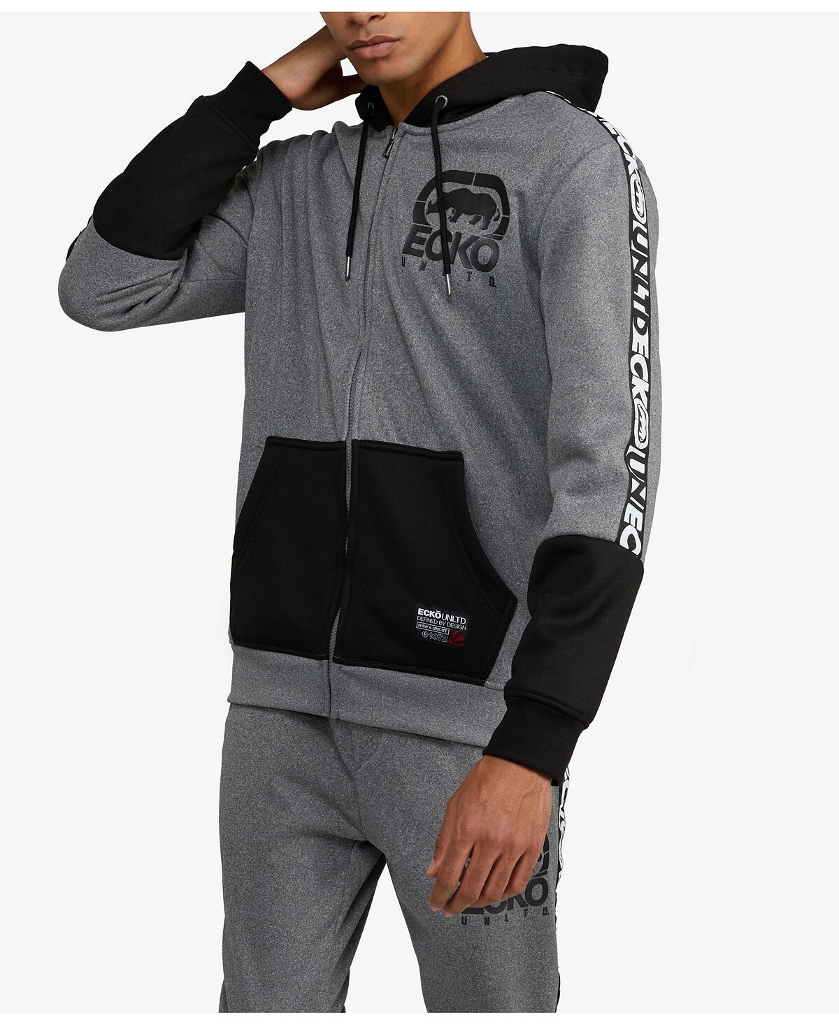 

Мужская толстовка с капюшоном basic blocked tape Ecko Unltd, серый