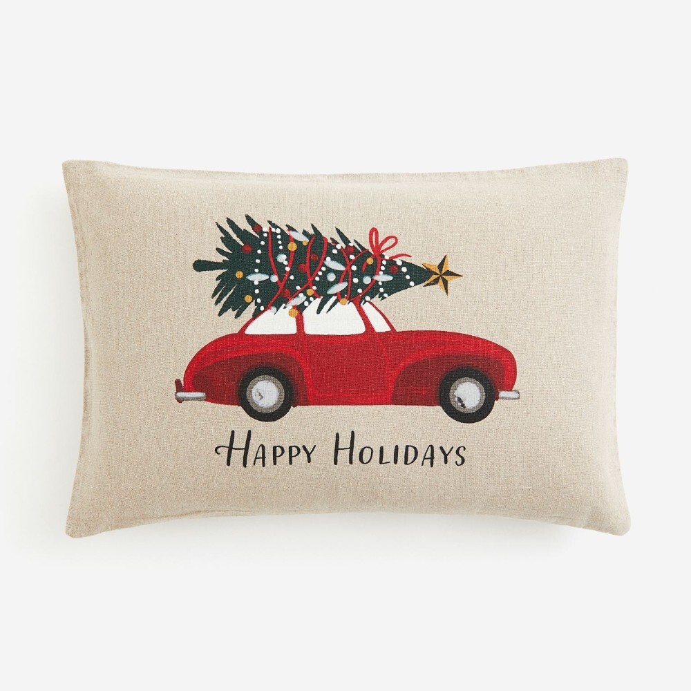 

Декоративная наволочка H&M Home Printed Happy Holidays, светло-бежевый