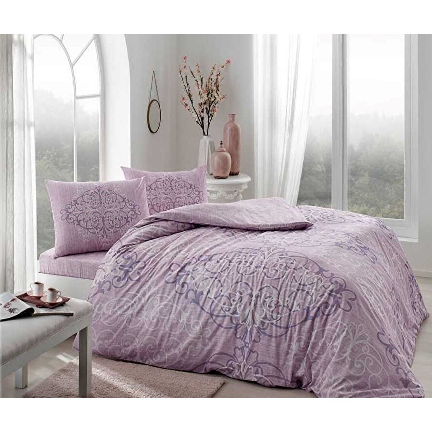 

Комплект постельного белья Tac Luna Lilac Double Ranforce