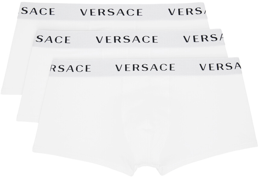 

Набор из трех белых боксеров с логотипом Versace Underwear