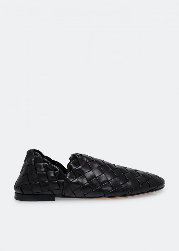 Слиперы BOTTEGA VENETA Intreccio leather slippers, черный кожаные укороченные брюки redvalentino цвет cuoio