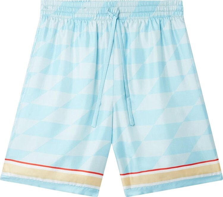 

Шорты Casablanca Silk Shorts With Drawstrings 'Damiers Et Cygne Bleu', синий