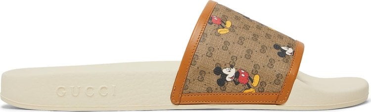 Сандалии Disney x Gucci GG Slide Mickey Mouse, коричневый - фото