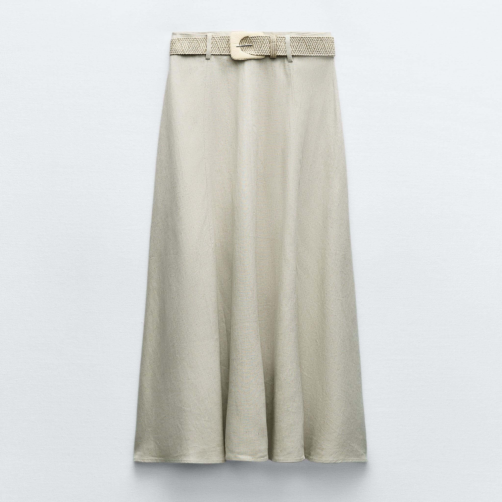 Юбка Zara Linen Blend Midi Cape With Belt, светло-бежевый юбка миди zara linen blend светло бежевый