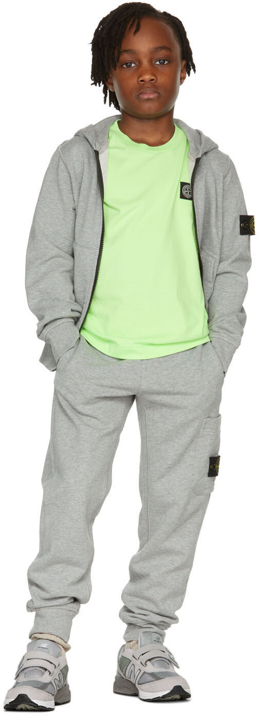 

Детские серые классические домашние брюки Stone Island Junior