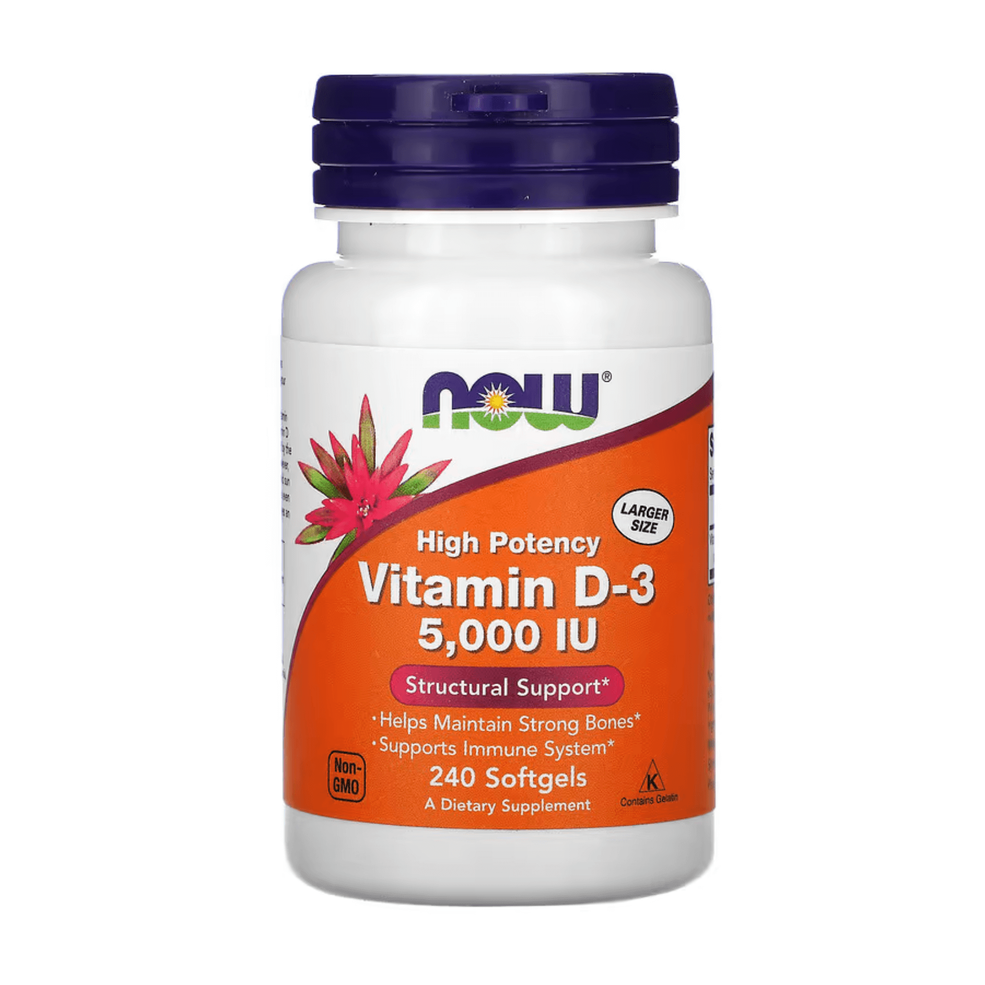 Витамин D-3 NOW Foods 125 мкг 5000 МЕ, 240 капсул source naturals витамин d 3 5000 ме 240 капсул