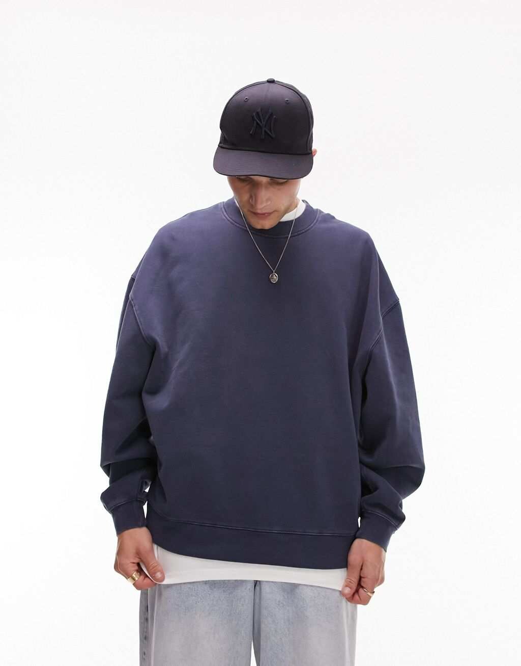 

Свитшот оверсайз синего цвета Topman, Синий